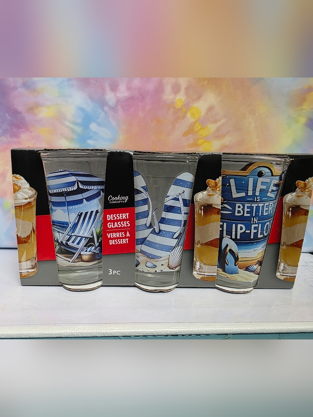 Flip Flops and the Beach Dessert Glasses - Set of 3